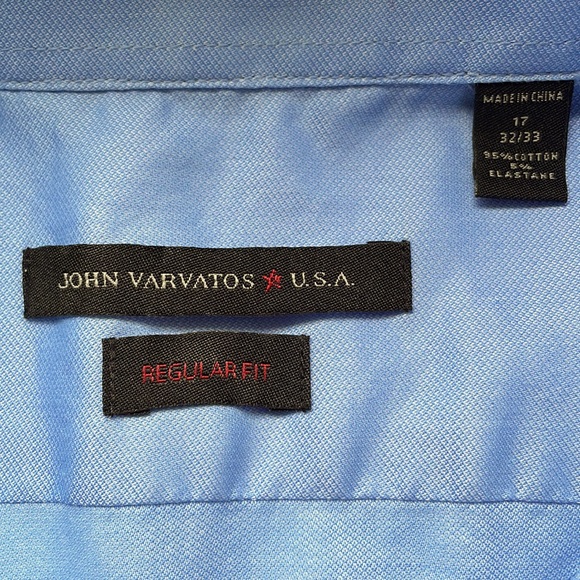 John Varvatos 17 32/33 Shirt Blue Men's Size Regular Fit Button Down - Picture 3 of 6